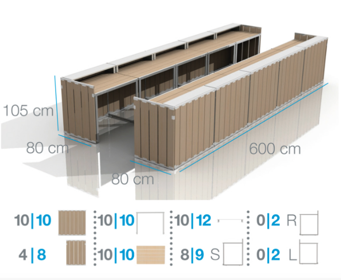 BIG BAR Elements - natural / white / grey, folding pallet, wooden